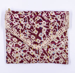 Kantha Oil Pouch - Red, White