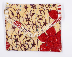 Kantha Oil Pouch - Beige, Yellow, Red