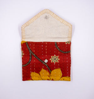 Kantha Oil Pouch - Red, Yellow, Grey